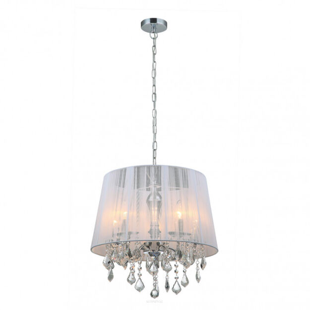 Lampa wisząca Cornelia MDM-2572/5 W Italux Subtelny abażur kryształki biała