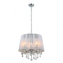Lampa wisząca Cornelia MDM-2572/5 W Italux Subtelny abażur kryształki biała