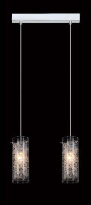 Lampa wisząca Ibiza MDM1903/2 Italux nowoczesna lampa wykończenie w kolorze chromu klosze w kształcie tub ze szkła z ozdobnymi drucikami
