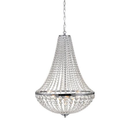 Lampa wisząca GRÄNSÖ granso 105317   Markslojd Styl pałacowy glamour przezroczyste kryształki metalowe elementy w kolorze chromu źródła  światła E14 50 cm szerokości