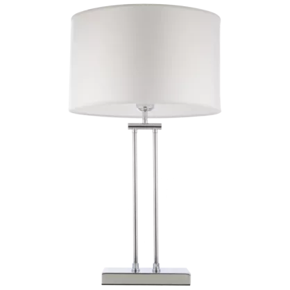 Lampa stołowa Athens - T01444WH CR COSMO Light nowoczesna lampa z metalową podstawą o wykończeniu chromowanym biały owalny abażur