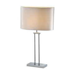 Lampa stołowa Athens - T01444WH CR COSMO Light nowoczesna lampa z metalową podstawą o wykończeniu chromowanym biały owalny abażur 