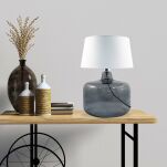 Lampa stołowa BATUMI GRAFIT ZumaLine Styl klasyczny szkło + abażur 3 kolory - 3