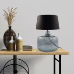 Lampa stołowa BATUMI GRAFIT ZumaLine Styl klasyczny szkło + abażur 3 kolory - 5