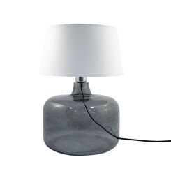Lampa stołowa BATUMI GRAFIT ZumaLine Styl klasyczny szkło + abażur 3 kolory