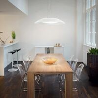 Lampa wisząca Lena SP3 D74 Ideal Lux  052786  klosz z satynowego w kolorze białym, natomiast oprawa z chromowanego niklu