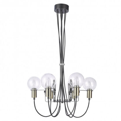 Lampa wisząca gianni MD16096-6B Italux w surowym stylu industrialnym metalowe elementy mają czarne wykończenie z dodatkami antycznego brązu 