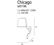 Kinkiet CHICAGO II WH + LED W0196  Maxlight tkaniny ruchomy wysięgnik led do czytania - 2