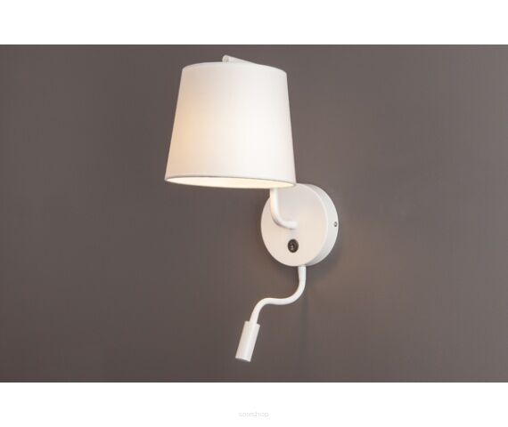 Kinkiet CHICAGO II WH + LED W0196  Maxlight tkaniny ruchomy wysięgnik led do czytania