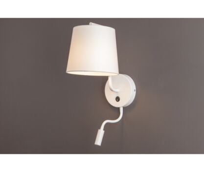 Kinkiet CHICAGO II WH + LED W0196  Maxlight tkaniny ruchomy wysięgnik led do czytania