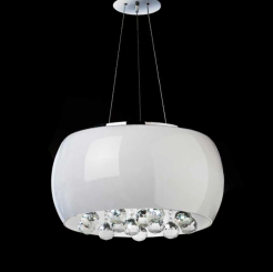 Lampa wisząca Quince 50 AZzardo LP1056-6 AZ0702  okrągły szklany klosz z ozdobnymi kryształkami
