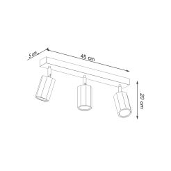 Lampa sufitowa ZEKE 2 285.1030 Sollux Lighting listwa drewniana 3x GU10
