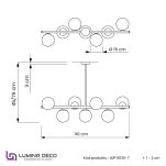 Lampa wisząca FREDICA LDP 6030-7 (BK+WT) Lumina Deco czarna podstawa białe klosze - 2