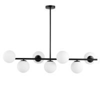 Lampa wisząca FREDICA LDP 6030-7 (BK+WT) Lumina Deco czarna podstawa białe klosze