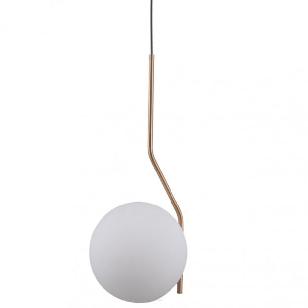 Lampa wisząca  CARIMI PND-3300-1-HBR Italux  PONADCZASOWY BIAŁY KLOSZ E27  KORPUS W KOLORZE MOSIĄDZU
