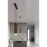 Lampa wisząca WEZYR 2 SL.0961 SOLLUX LIGHTING 2 czarne tuby ze szklanym akcentem - 2