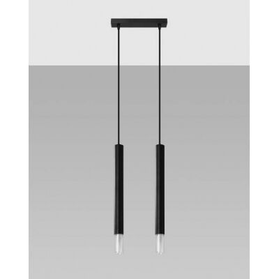 Lampa wisząca WEZYR 2 SL.0961 SOLLUX LIGHTING 2 czarne tuby ze szklanym akcentem
