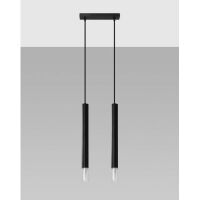 Lampa wisząca WEZYR 2 SL.0961 SOLLUX LIGHTING 2 czarne tuby ze szklanym akcentem