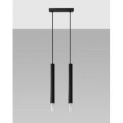Lampa wisząca WEZYR 2 SL.0961 SOLLUX LIGHTING 2 czarne tuby ze szklanym akcentem