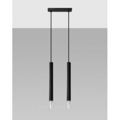 Lampa wisząca WEZYR 2 SL.0961 SOLLUX LIGHTING 2 czarne tuby ze szklanym akcentem