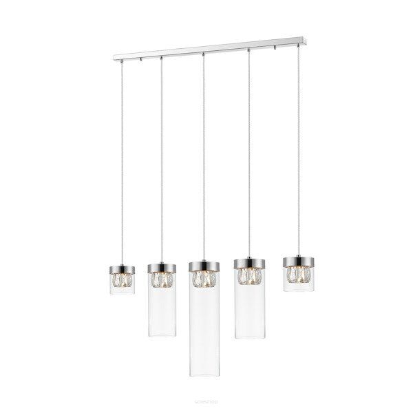 Lampa wisząca GEM zumaline P0389-05E-B5AC Efektowna błyszcząca powłoka i eleganckie szklane klosze z kryształkami wewnątrz G9 CHROM