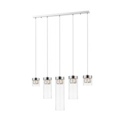 Lampa wisząca GEM zumaline P0389-05E-B5AC Efektowna błyszcząca powłoka i eleganckie szklane klosze z kryształkami wewnątrz G9 CHROM