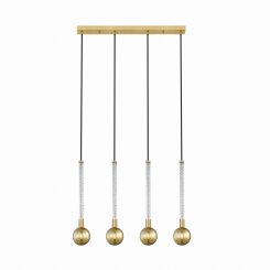 Lampa wisząca na listwie MIDA eleganckie zwisy szczotkowany mosiądz Zuma Line P0583-04A-2GHF