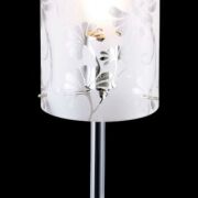Lampka stołowa Sense MTM1673-1 Italux  nowoczesna lampa wykończenie w kolorze chromu klosz w kształcie tuby ze szkła z dekoracyjnymi motywami kwiatowymi